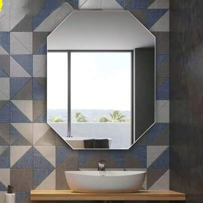 1 pieza Espejo moderno de estilo acrílico con diseño octagonal - Diseño poligonal - Espejo decorativo romántico para boda - Espejo de baño octagonal - Espejo de decoración diaria para interiores de autocaravana - Espejo sin marco de alta definición - Espejo de pared autoadhesivo - Espejo decorativo para fiestas - Espejo de baño moderno - Espejo de maquillaje para tocador - Espejo decorativo para el hogar - Decoración para la sala de estar - Decoración para embellecer la habitación - Fácil instalación - Película protectora extraíble - Incluye cinta adhesiva de doble cara