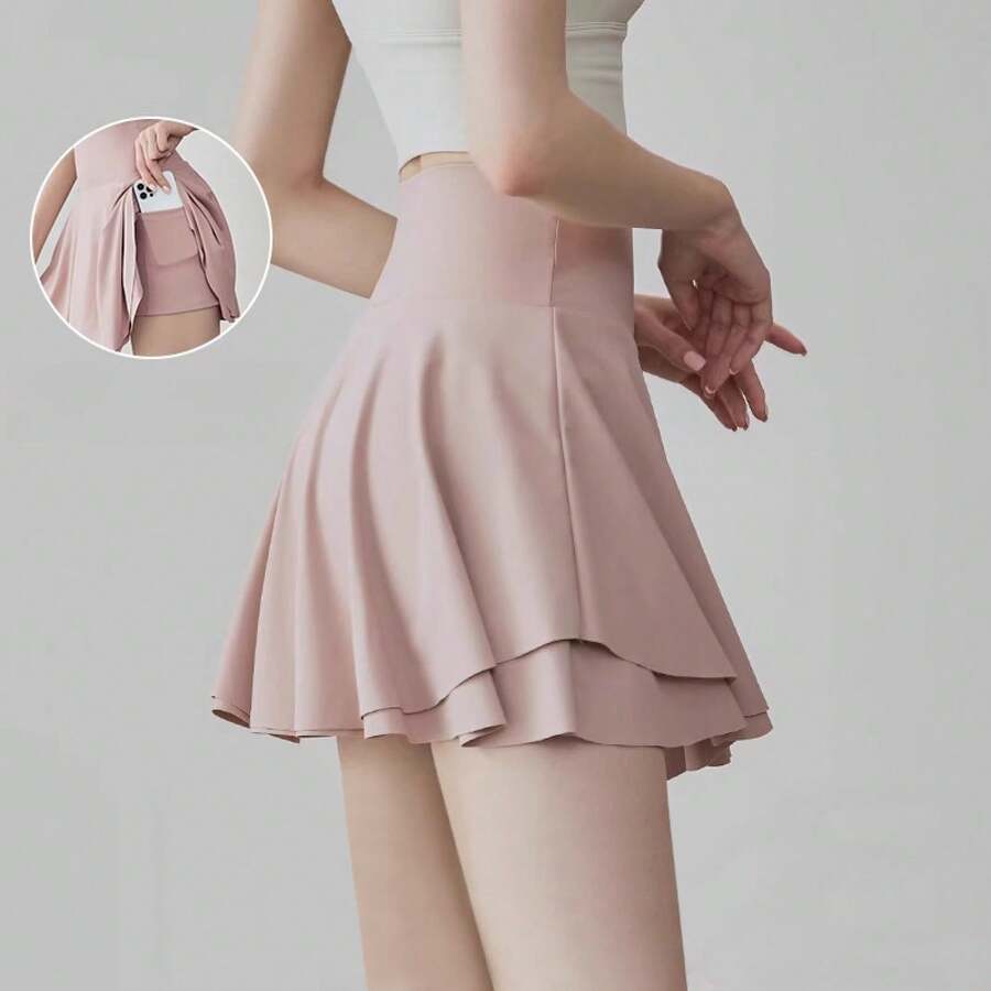 Women Sports Sweater Skirts - Dusty Pink - View 1