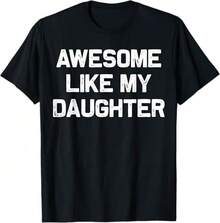 Awesome Like My Daughter Gifts Men Funny Pure Cotton Baseball Shirt Dad T-Shirt,Graphic Tee Back To School Clothing - Black - View 2