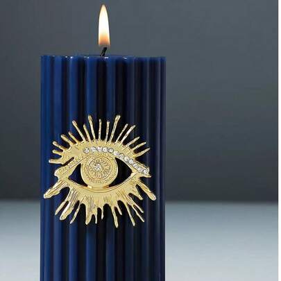 1pc Navy Blue Striped Pillar Candle (5cm-20cm Various Sizes), Unscented Soy Wax Candle, Wedding Centerpiece Decor, Romantic Candlelight Dinner, Bedroom & Living Room, Suitable For Valentine's Day, Mother's Day, Thanksgiving, Christmas And All Seasons, Ideal Gift For Women, Aesthetic Decor In Ins Style