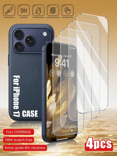 4Pcs,Compatible With IPhone 17 Pro Max [6.9 Inch], 2.5D Borderless Full Screen Protectors,HD, Compatible With IPhone 11/12/13/14/15/16/16 Plus/16 Pro/16 Pro Max/17/17 Air/17 Pro/17 Pro Max Series.