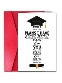 1pc Christian Graduation Greeting Card With Envelope - Bible Verse Graduation Card - Inspiring Gift For Family, Friends, Classmates, Blank Inside For Writing - Multiple Styles - View 3