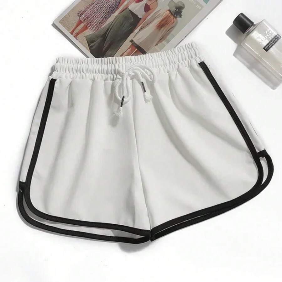 Pantalones cortos de verano para niña, ropa de calle para mujer, pantalones cortos deportivos para correr, pantalones cortos transpirables de talla grande - Blanco - Ver 1