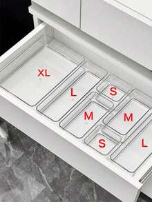 8/7/4pcs Acrylic Drawer Organizer Boxes, Fashion Compartment Desktop Storage Boxes, Multiple Sizes Available For Vanity, Bathroom Drawers, Suitable For Cosmetics, Office Supplies, Bathroom Cabinet Storage, Summer Women's Holiday Gift - View 5