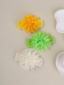 1/3/4pcs Girls Solid Color Breathable Chiffon Flower Headbands, Suitable For Daily Use - Multicolor - View 8