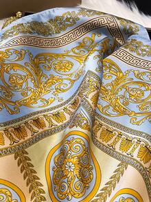 1pc Paisley Print 70cm Silk-Like Bandana, Versatile Neck Scarf, Headwrap, Decoration For Men,Accessories,Beach Cover Up - Baby Blue - View 3