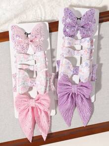 5pcs Glitter Butterfly & Floral Fabric Hair Clips, Soft & Hair-Friendly Alligator Hair Clips - Mixed color - View 4