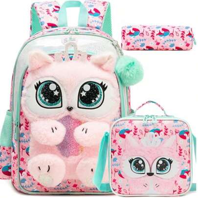 Kids Backpacks For Girls School Backpack With Lunch Bag Pencil Case For Elementary Student Kids Travel School Bag For Girls Ages 6-8 Years Old