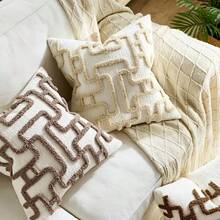 1 buah Sarung Bantal Hias Geometris Chenille Bohemian, Sarung Bantal Dekoratif Sempurna untuk Tempat Tidur, Sofa, Bangku Luar Ruangan di Rumah, Isian Bantal Tidak Termasuk - cokelat - View 4