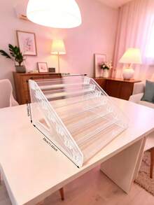 3/4/5/6/7 étages Présentoir organisateur de maquillage, convient pour le vernis à ongles, les ombres à paupières, les poudres compactes, etc. Peut être utilisé pour le rangement sur la coiffeuse - Transparent - Voir 9