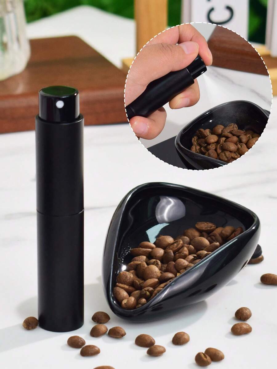 Brutelle 2pcs/Set Ceramic Coffee Bean Weighing Tray + Coffee Bean Mister, Hand Drip Coffee Accessories, Simple And Convenient - Two Pieces/set - View 1