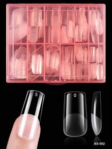 240Pcs Square/Almond/Coffin Nail Tips, Pre-Shaped Acrylic Nail Tips, Semi-Matte Full Cover Nail Tips,Clear Gel Press-On Fake Nails, For Nail Extension, Home DIY Manicure - Multicolor - View 17