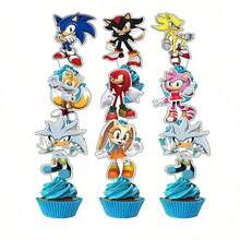 25pcs Hedgehog Cartoon Cake Decorations, Cartoon Cupcake Toppers, Anime Accessories Birthday Party Decor - Multicolor - View 6