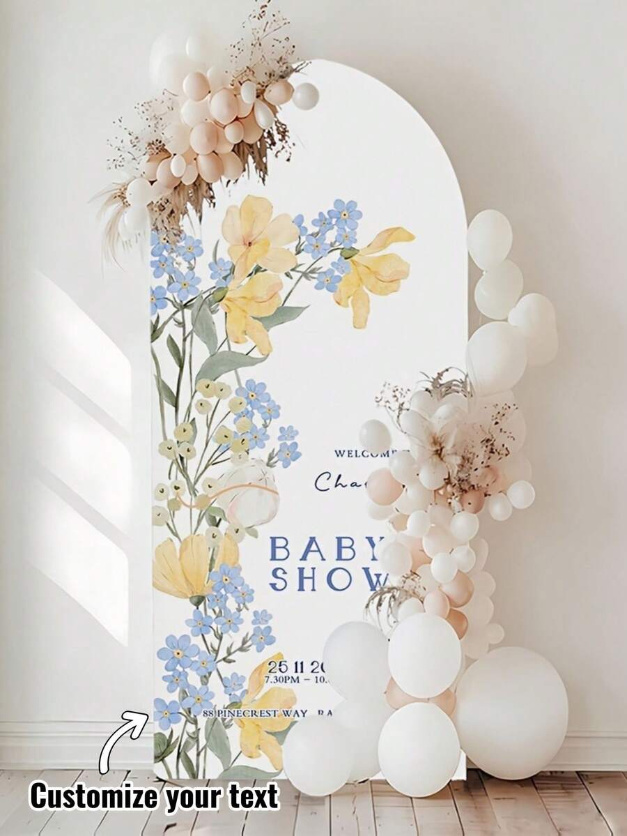 可客製化彈性拱門布套-可印製姓名/日期/文字,活動背景布,雙面彈性布套,適合婚禮、生日、嬰兒派對及各種活動,適用於拱門框架布套,無需電源 - 彩色 - 查看 1