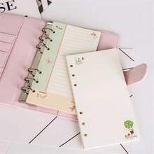 Cuaderno de hojas sueltas A5 A6 Kawaii, 45 hojas, recarga de papel, carpeta en espiral, índice, página interior, Agenda diaria, mensual y semanal - mensual - Ver 4
