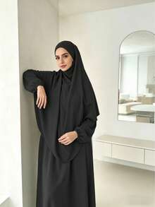 Bộ 2 món váy Abaya Khimar rộng rãi, thoải mái bằng vải Nida dành cho nữ, thích hợp cho việc cầu nguyện ngoài trời, phù hợp cho mọi mùa, trang phục Hồi giáo, khăn trùm đầu cầu nguyện (Hijab), trang phục ngày lễ. - Nhiều màu - Xem 15