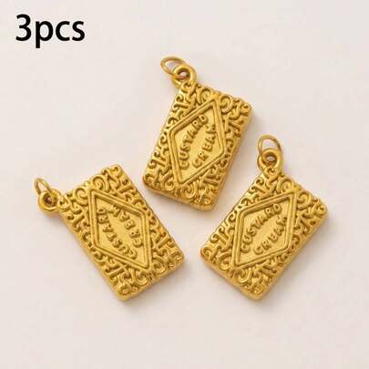 3PCS Fashion Simple Bohemian Gold Book Cream Freeze Dried Pendant 18K Gold Plated, 316 Stainless Steel Material Pendant, Waterproof And Non Fading, Suitable For DIY Jewelry Accessories Such As Bracelets, Anklets, Necklaces, Body Chains, Etc.