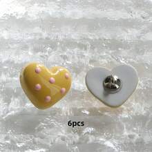 6/12pcs Polka Dot Resin Heart Shiny Cute Sewing Buttons For Sweater Knitted Cardigan Denim Jacket DIY Decoration - Multicolor - View 16