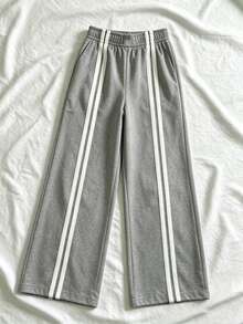 Pantalones rectos casuales y sueltos para vacaciones de mujer, primavera/verano - Gris - Ver 2