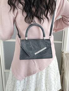New Retro Small Square Bag, Niche Design Quality Crossbody Handbag, Minimalist Shoulder Bag For Women - Black - View 6
