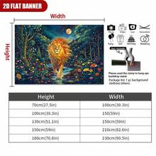2D Flat, 1pc, Large/Small Size, 2D Flat Printed Wall Tapestry Featuring A Lion In A Moonlit Forest With Vibrant Colors. Ideal For Room Decoration, Party Themes In Living Rooms Or Dormitories, Home Decor, Decorative Tapestry, Art Wall Hanging - 多色 - 查看 5