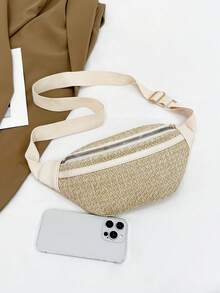 Túi đeo hông đính sequin bạc, túi đeo ngực đính sequin lấp lánh, túi đeo chéo phong cách dự tiệc, túi xách đa năng sang trọng màu bạc. - Màu Khaki - Xem 6