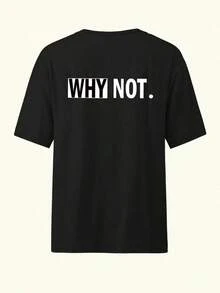 Camiseta Casual de Manga Corta con Cuello Redondo y Estampado Gráfico de Letras para Mujer, de ClassicWhy Not, Adecuada para Todas las Temporadas, Camiseta de Verano - Negro 3 - Ver 3