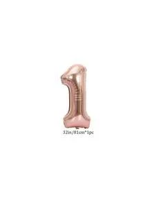1/2 piezas Globo de lámina de poliéster de 32 pulgadas en color oro rosa con el número 1 grande, globo de helio digital grande y globo corona. Decoración de fiesta de cumpleaños número 1 feliz para niños o niñas, suministros de fiesta de aniversario gigantes - Multicolor - Ver 9