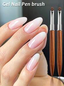 Bộ 2 cọ vẽ móng chuyên nghiệp, mềm mại, bền chắc, dạng dẹt, thích hợp cho nối móng gel, tự làm móng hiệu ứng chuyển màu, dụng cụ vẽ móng đa năng. - Nhiều màu - Xem 2