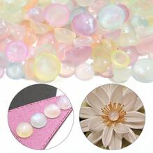 30-100pcs/Pack Mermaid Glow-In-The-Dark Ring Bases, 10-14mm Acrylic Coated Iridescent Flat Half-Round Cabochons, Handmade DIY Ring Pendant Jewelry Settings - Mermaid Luminous Ring - View 2