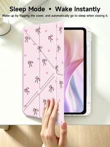 Pink Line Bowknot & Heart Pattern Protective Case Compatible With IPad Air 8(M4)2026(11-Inch), Air 4/5 10.9 Inch, 7/8/9th 10.2 Inch, Built-In Pencil Slot Compatible With Samsung Tab S6 10.4 Inch, Compatible With Kindle 11th Gen(2022/2024), Kindle Clara 2E, Clara Colour, Clara BW (6-Inch) And Libra Colour (7-Inch),Cute Girly And Stylish Design, Tablet Desktop Decor, Birthday And Holidays. - Multicolor - View 7