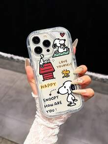 Miniso Snoopy Transparent Wavy Edge Phone Case Compatible With IPhone 17 Pro Max, 17, 16 Pro Max, 15 Pro Max, 16 Pro Max, 14, 13, 12, 11, 14 Pro, 15 Plus, 12 Pro, 16 Plus And Other Models, Cute Cartoon Print - Multicolor - View 1