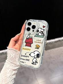 Miniso Snoopy Transparent Wavy Edge Phone Case Compatible With IPhone 17 Pro Max, 17, 16 Pro Max, 15 Pro Max, 16 Pro Max, 14, 13, 12, 11, 14 Pro, 15 Plus, 12 Pro, 16 Plus And Other Models, Cute Cartoon Print - Multicolor - View 2
