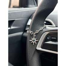 Starry Sky Sun Car Pendant, Rhinestone Sun Charm Vintage Alloy Decor For Car Steering Wheel - A - View 4