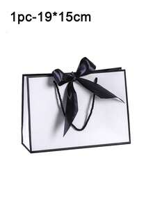 1-5pcs Horizontal Bow Kraft Paper Bags With Handles, Bow Decor Shopping Bags, Suitable For Daily Gifts, Clothing Packaging - Multicolor - View 14