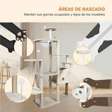 Casa Mueble Rascador para Gatos Torre Multinivel 170 Cm Árbol Poli Pets Color Beige - Beis - Ver 4