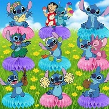 Decoración de centro de mesa para fiesta de cumpleaños con tema de Stitch azul, decoración colgante de pared para ambiente de fiesta en el hogar - Ver 3