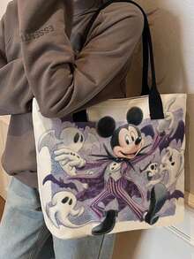 Disney 迪士尼米奇主题单肩包、迪士尼背包、大学单肩包、米奇帆布包、米奇妙妙屋、单肩包、迪士尼米奇单肩包、米奇米妮帆布包、公主风、可爱卡通单肩手提包、大容量轻便多功能手提包、笔记本电脑包、笔记本电脑套、学生手提包、文具收纳包、女孩背包、帆布包、女士背包、文具、包袋 - 多色 - 查看 2