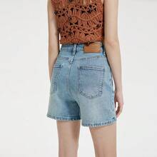 Women's Denim Shorts Straight Fit Mid Waist Lightweight Casual Summer Stretch Shorts - Light blue - View 5