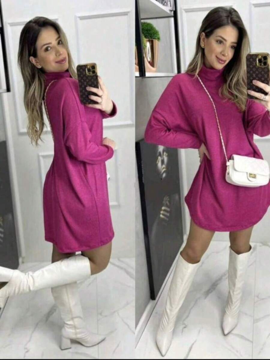 Long-Sleeved Dress By Lanzinha - Hot Pink - View 1