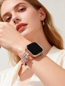1件超細纖維手錶錶帶，適用於女性與男性，兼容 38mm、40mm、41mm、42mm、44mm、45mm、46mm、49mm - S11/10-42mm 亮面金屬扣，超薄舒適且防汗 - 優雅時尚手錶錶帶，適合商務、約會、婚禮、派對與日常穿著 - 可愛禮物，高品質替換手錶錶帶配件 - 粉皮玫瑰金扣 - 查看 6
