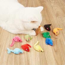 2件装宠物猫玩具，趣味表情老鼠玩具，吸引猫咪注意力，满足猫咪的咀嚼和抓挠需求，轻巧易抓握，耐用耐咬，毛绒发声玩偶，羽毛装饰，猫咪礼物，猫咪游戏，猫咪用品，互动猫玩偶 - 彩色 - 查看 4