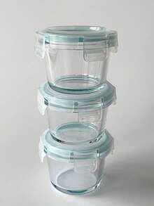 厚玻璃食品儲存容器罐 氣密密封蓋，附蓋食品儲存容器 - 適合野餐、餐點準備、冰箱整理，適用於嬰兒食品、耐高溫微波爐 & 冷凍庫，迷你便攜可愛且耐用設計 - 彩色 - 查看 4