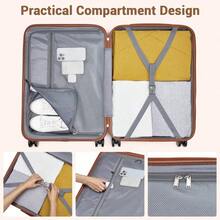 Valigia da cabina, bagaglio a mano da 20 pollici, bagaglio da stiva da 24/28 pollici, set di 3 valigie (piccola, media, grande), guscio rigido, leggera, 4 ruote piroettanti, lucchetto a combinazione e maniglia telescopica, ideale per viaggi, vacanze, viaggi di lavoro e weekend fuori porta, unisex per uomo e donna - Verde Scuro - Visualizzare 10