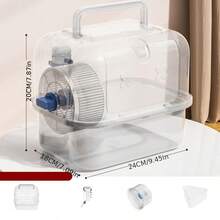 1 pièce Accessoires de couleur et de style aléatoires, Villa panoramique transparente pour hamster, Cage de transport portable à double étage pour hamster, Convient aux hamsters - bleu - Voir 2