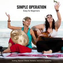 VEVOR Handpan Drum, 22 In & 10 Notes, D Minor Hand Drum, Hand Pan Drum Instrument With Mallets, 432Hz Handpan Stand & Carry Bag, Steel Healing Sound Drum, Percussion Instruments For Adults Beginners - Handpan, 22 Inch, 10 Notes, D Minor, Gold - 查看 4