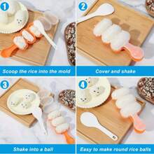 1pc Rice Ball Maker With Spoon, Kitchen Rice Mold, Interesting Shaking Design, Rice Feeding And Eating Tool - Multicolor - View 11
