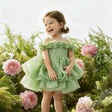 Baby Girl 3D Flower Bow Tulle Princess Party Dress, Suitable For 1st Birthday, Party, Wedding, Formal Occasions - Mint Green - View 8