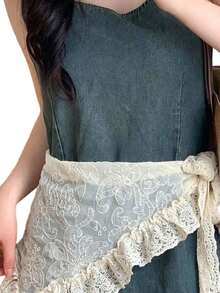 1pc Women Lace Apron Skirt, New Layered Half Slip Skirt, Waist Tie Modesty Skirt - Multicolor - View 19
