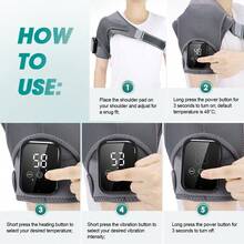 Hailicare 3 Vibration Modes 3-Level Heating Extra-Large Shoulder Brace 2500mAh 2 Extension Straps 4 Compression Straps Touchscreen Timer Universal Fit Christmas Practical Gift For Elders - Grey - View 8